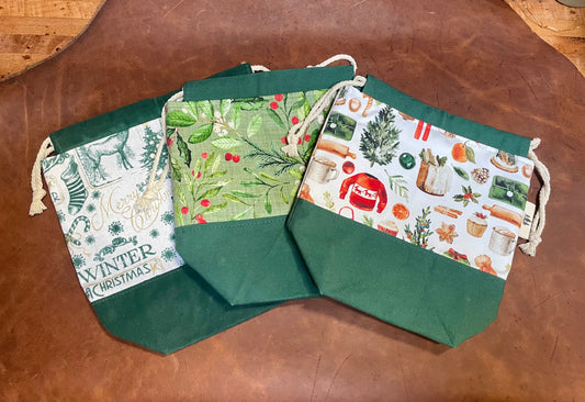 Christmas Small Drawstring Project Bag